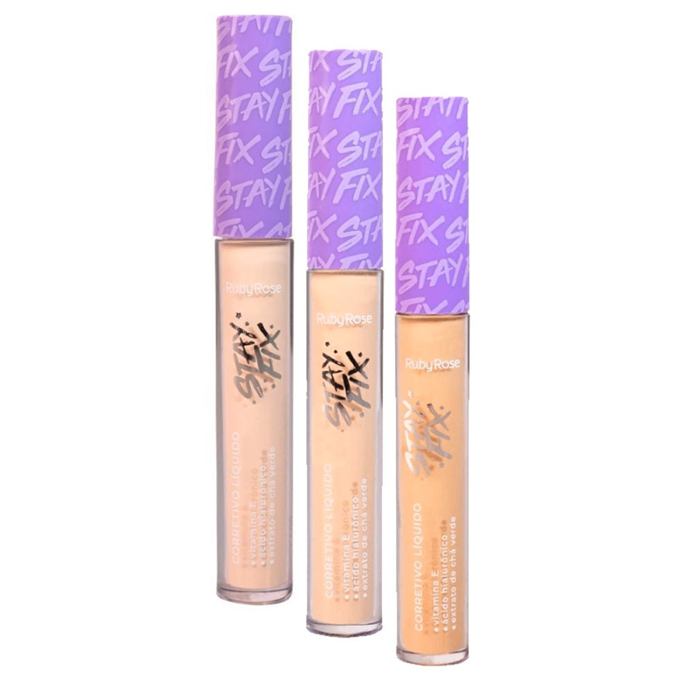 Corretivo Líquido Stay Fix Grupo 1 Cores Claras Ruby Rose HB-912/G1 - Kit c/ 06 unid