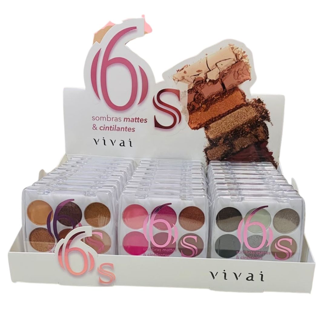 Paleta de Sombras Mattes & Cintilantes 6S Vivai 4072.1.1 - Box c/ 24 unid