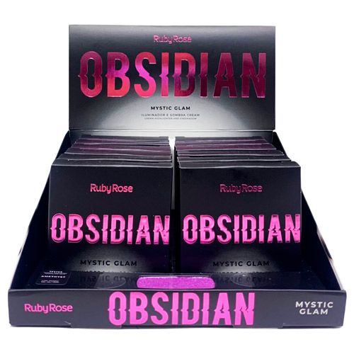 Iluminador e Sombra Cream Mystic Glam Amethyst Obsidian Ruby Rose HB-2600-2 - Box c/ 12 unid