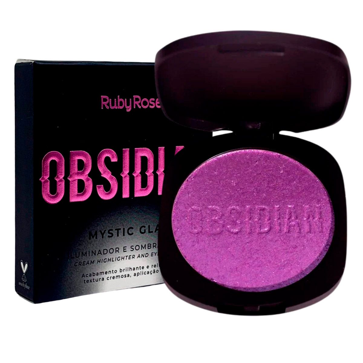 Iluminador e Sombra Cream Mystic Glam Amethyst Obsidian Ruby Rose HB-2600-2 - Box c/ 12 unid