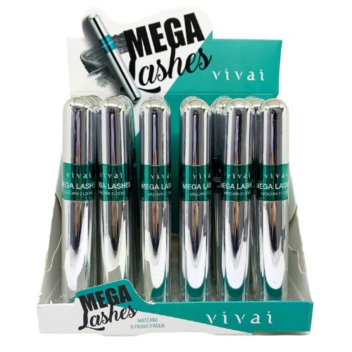 Máscara De Cilios A Prova D´Agua Mega Lashes Vivai 2176.1.1 - Box c/ 24 unid