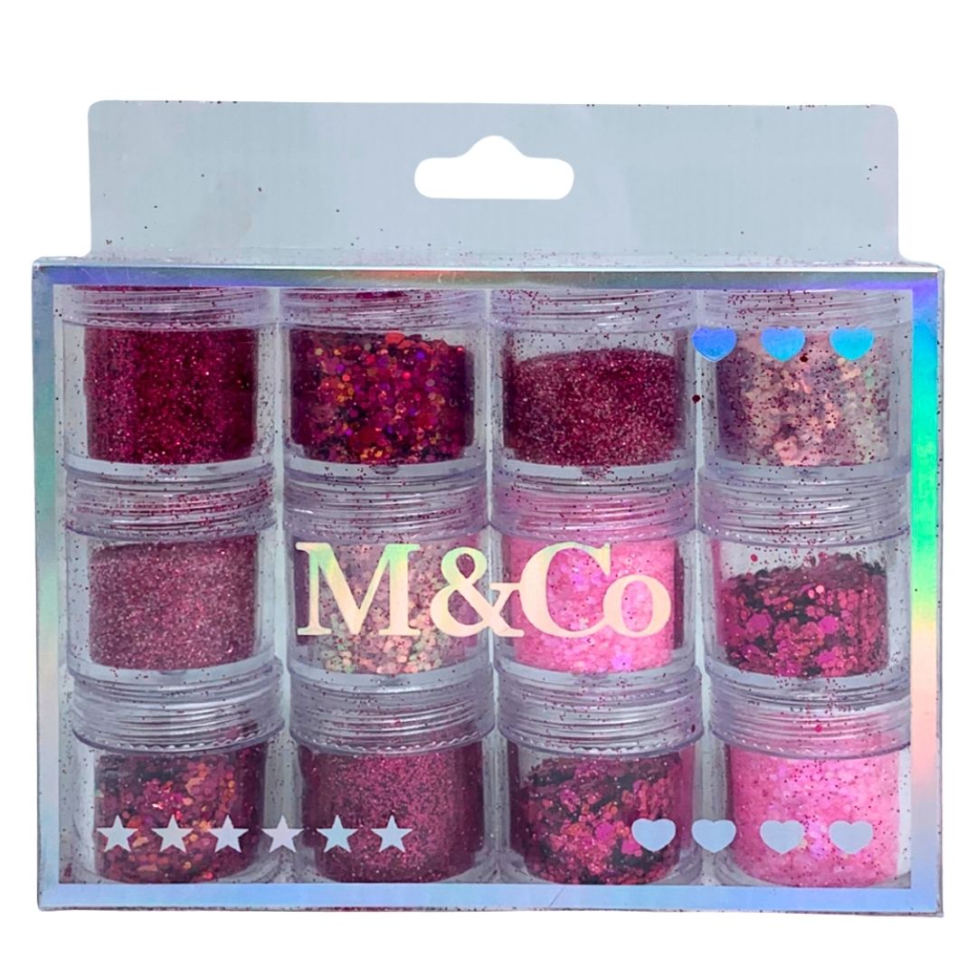Kit com 12 Glitters para Decoração de Unha