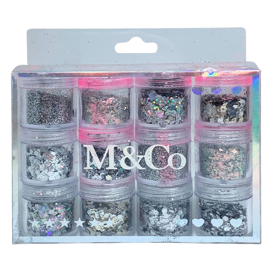 Kit com 12 Glitters para Decoração de Unha