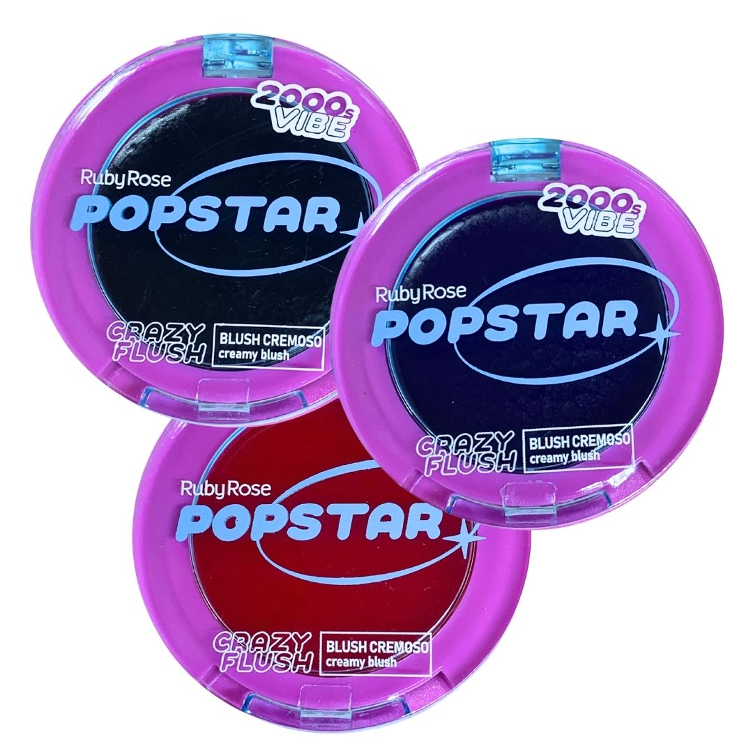 Blush Cremoso Crazy Flush Popstar Ruby Rose HB-M04 - Kit c/ 03 unid