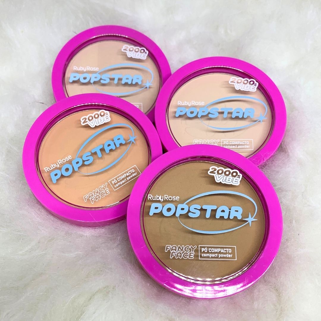 Pó Compacto Fancy Face G1 Popstar Ruby Rose HB-M406 - Kit c/ 04 unid
