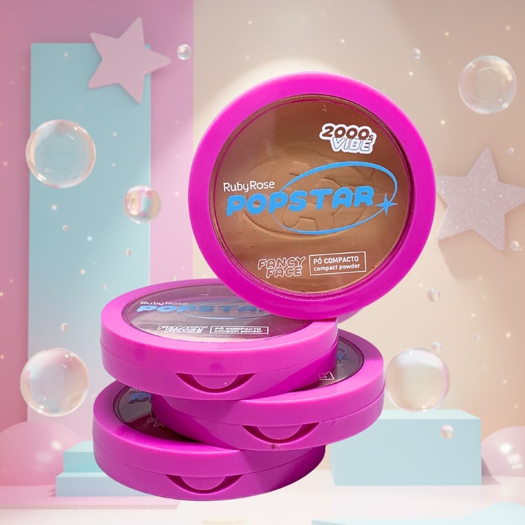 Pó Compacto Fancy Face G1 Popstar Ruby Rose HB-M406 - Kit c/ 04 unid