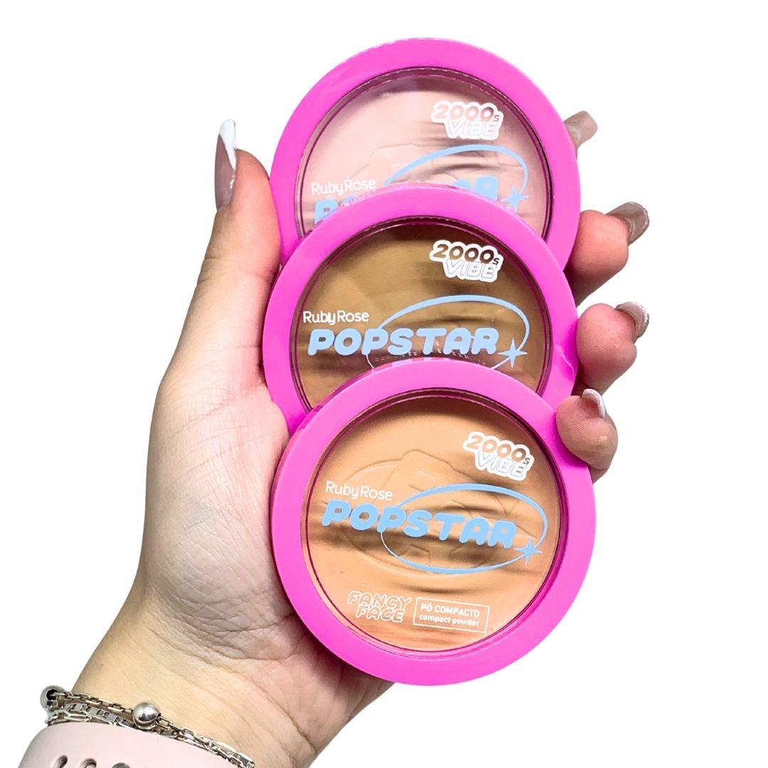 Pó Compacto Fancy Face G1 Popstar Ruby Rose HB-M406 - Kit c/ 04 unid