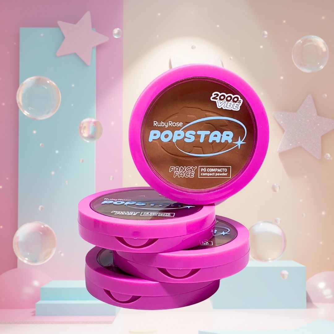 Pó Compacto Fancy Face G2 Popstar Ruby Rose HB-M406 - Kit c/ 04 unid