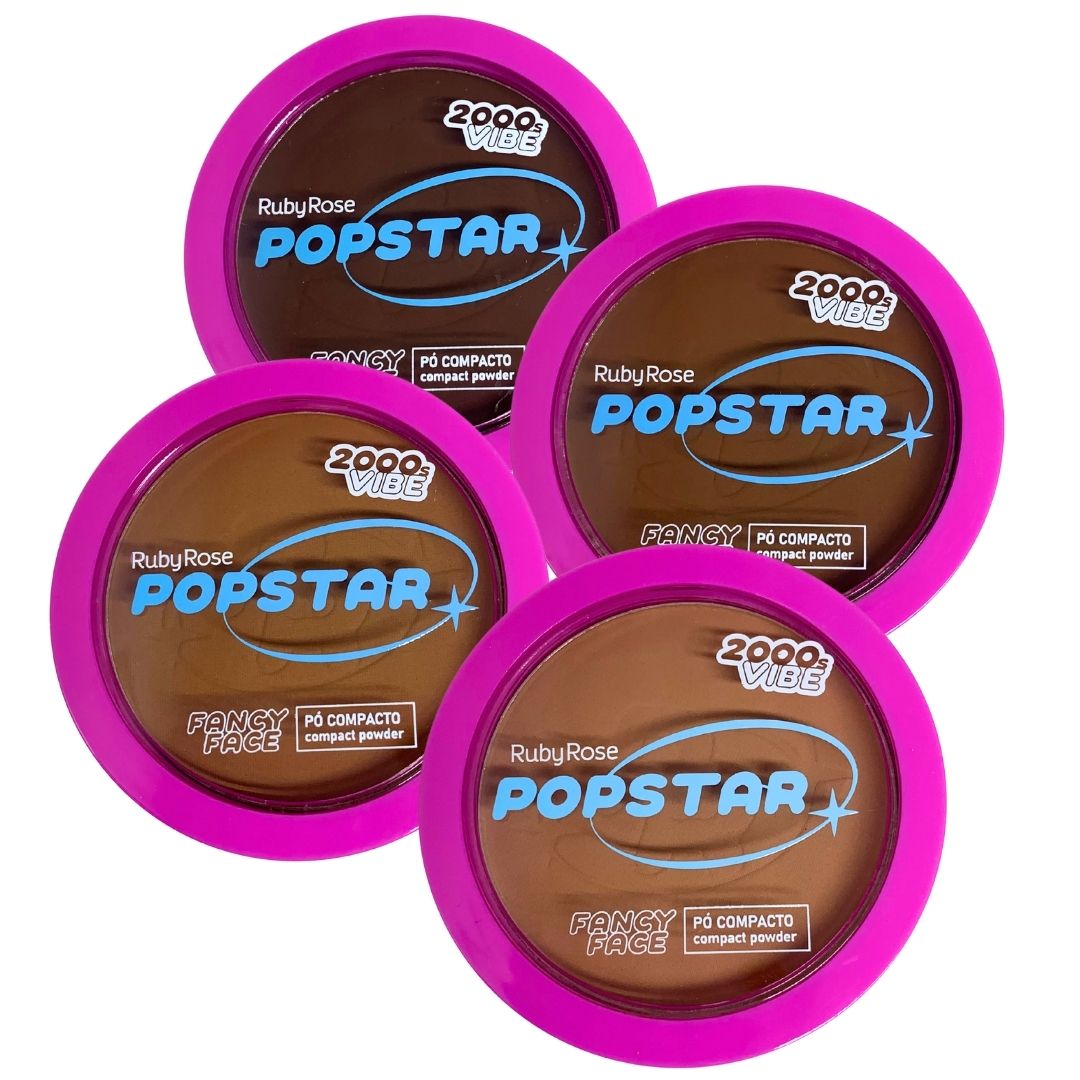 Pó Compacto Fancy Face G2 Popstar Ruby Rose HB-M406 - Kit c/ 04 unid