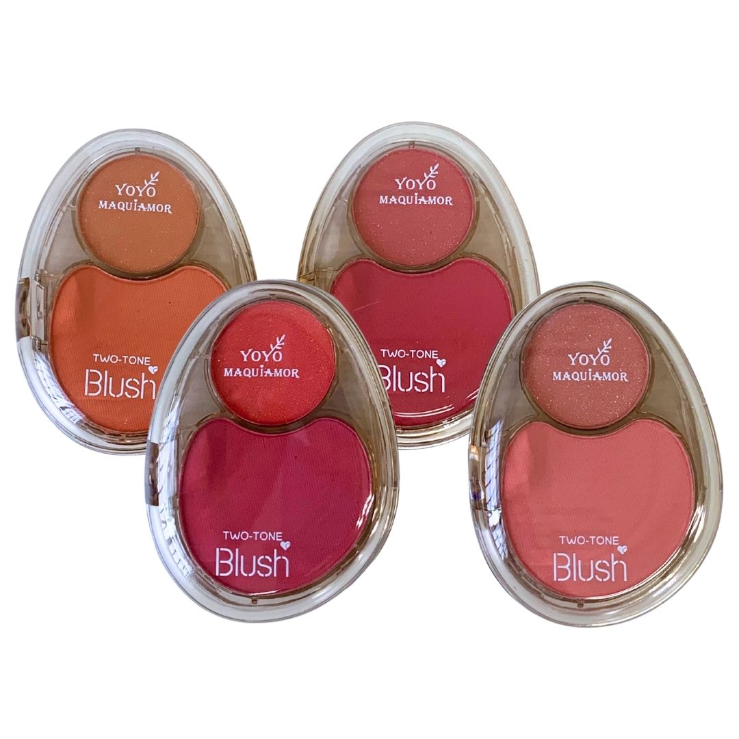 Blush Duo Two-Tone Yoyo Maquiamor YYC-0077 - Kit c/ 04 unid