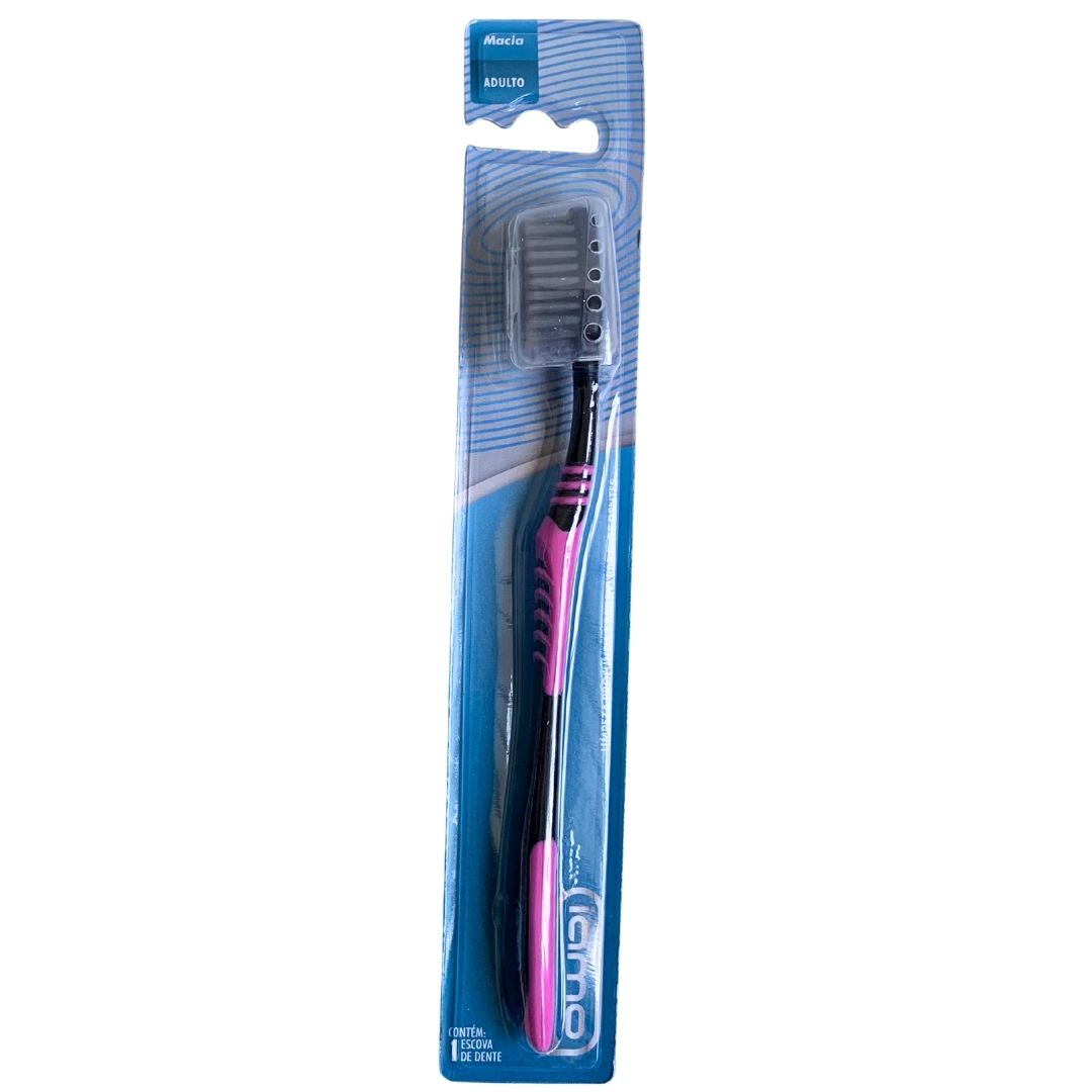 Escova Dental Adulto Macia com Capa Protetora Iamo YS43473 - Pcte c/ 12 unid