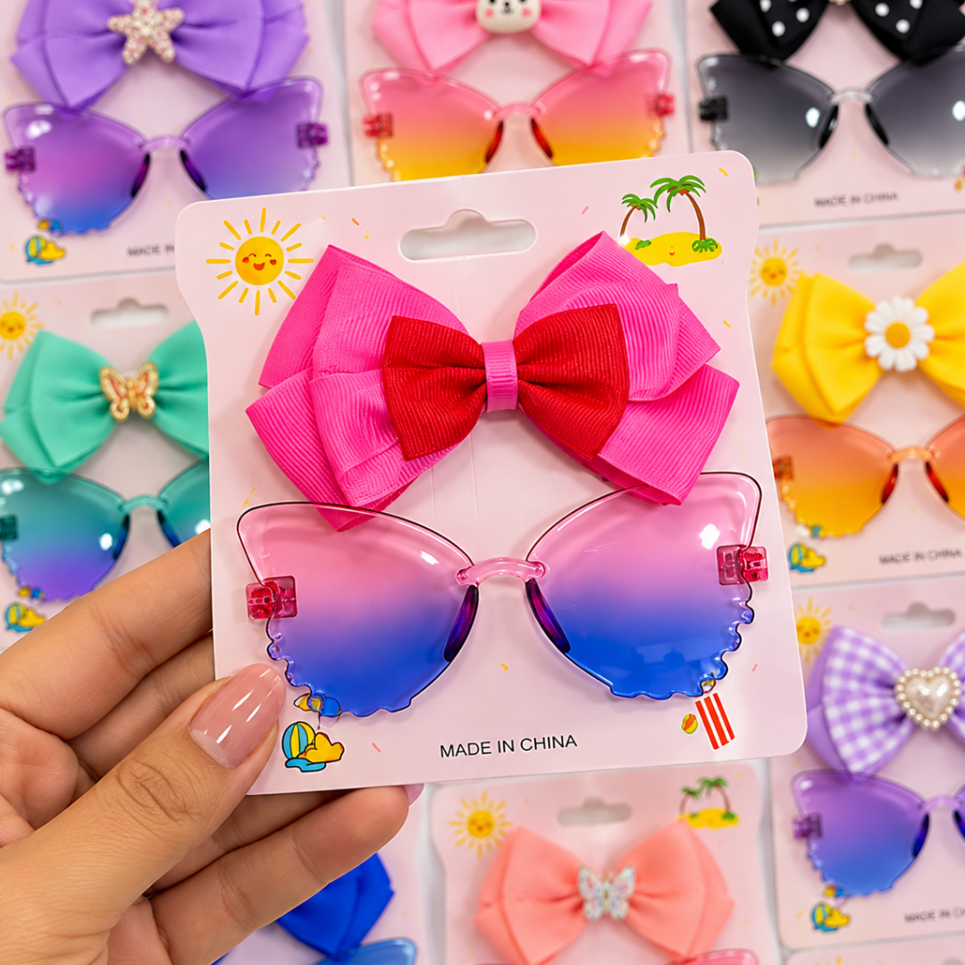 Kit Óculos + Laços Bico de Pato Infantil