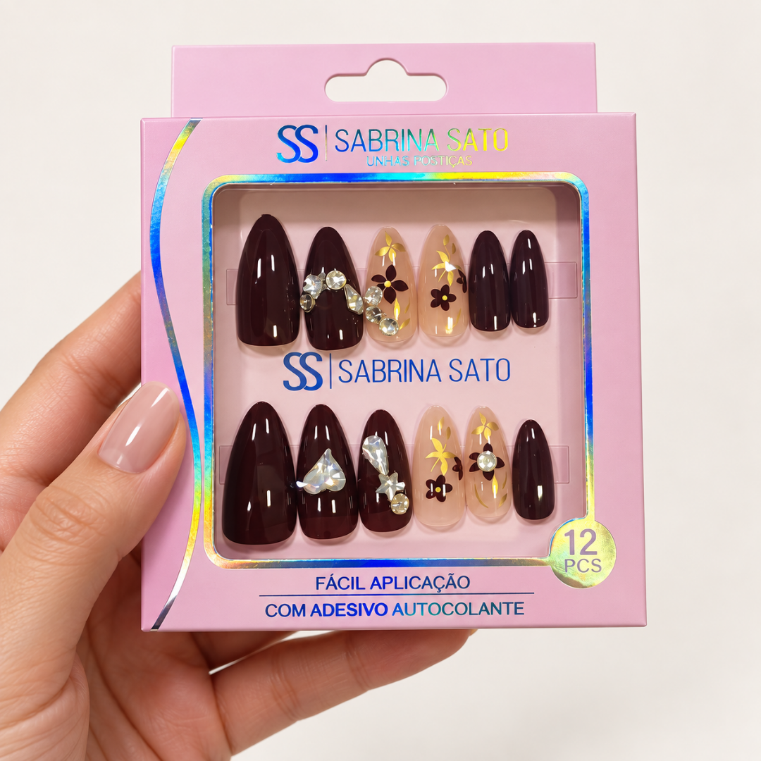 Unhas Postiças Autocolantes Sabrina Sato SP1722 - Pcte c/ 12 unid