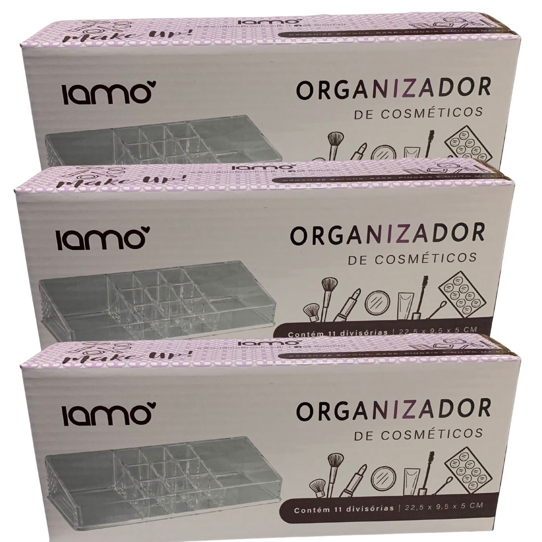 Organizador de Cosméticos Médio Iamo YS43082 - Kit c/ 03 unid
