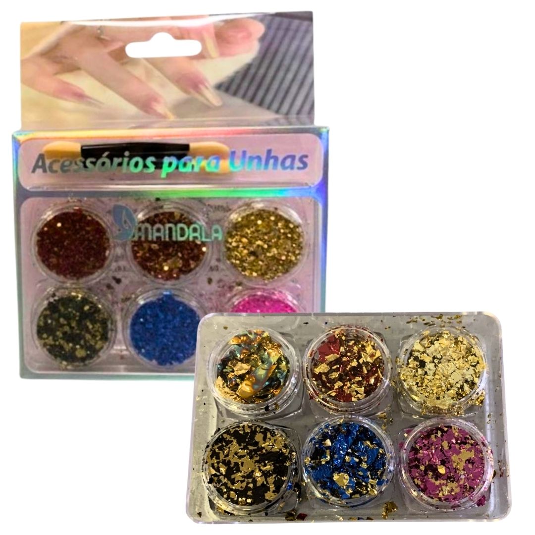 Decoração de Unha Folhas de Ouro Mandala MG023