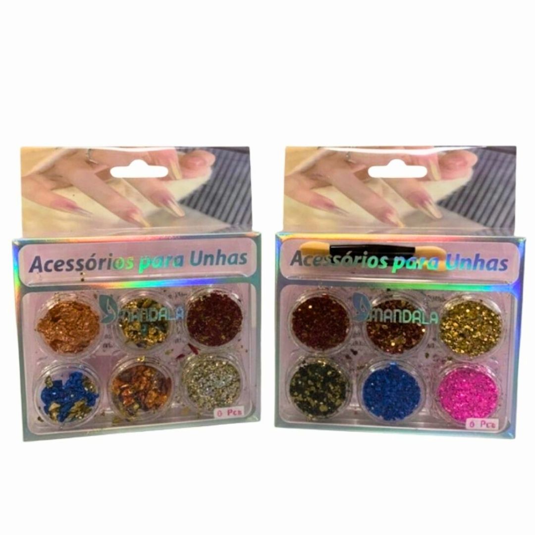 Decoração de Unha Folhas de Ouro Mandala MG023 - Pcte c/ 12 unid