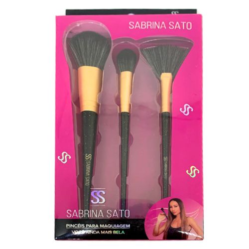 Kit com 03 Pincel para maquiagem Sabrina Sato SP108 - Kit c/ 03 unid