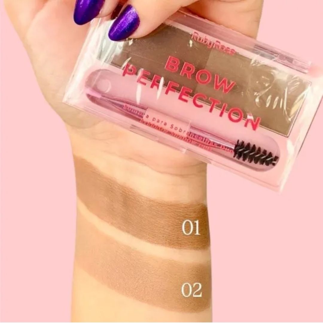 Sombra para Sobrancelhas Duo Brow Perfection Ruby Rose HB-E2501 Cor 01 e 02