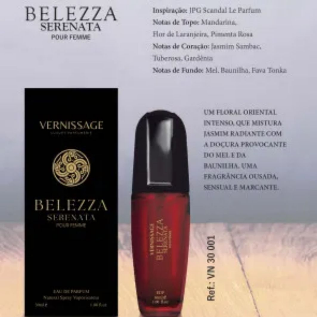 PERFUME BELEZZA SERENATA POUR FEMME 30ML VERNISSAGE - KIT C/ 03 UNID