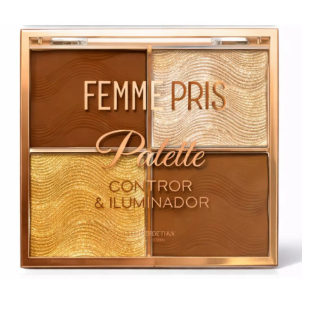 Paleta De Contorno E Iluminador Femme Paris FR615 - Box C/ 24 Unid