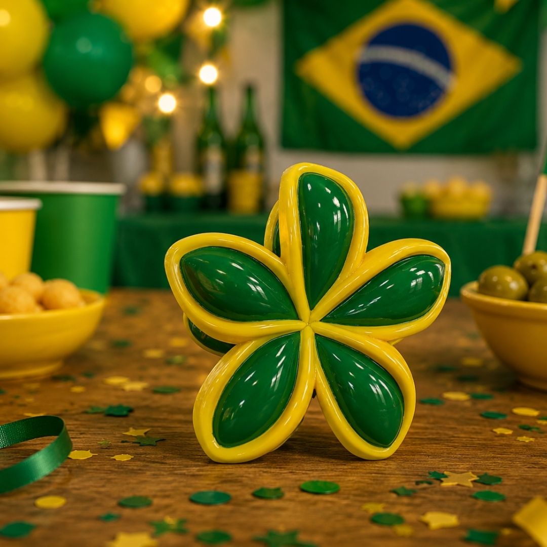 Presilha Para Cabelo Grande Verde e Amarelo Copa