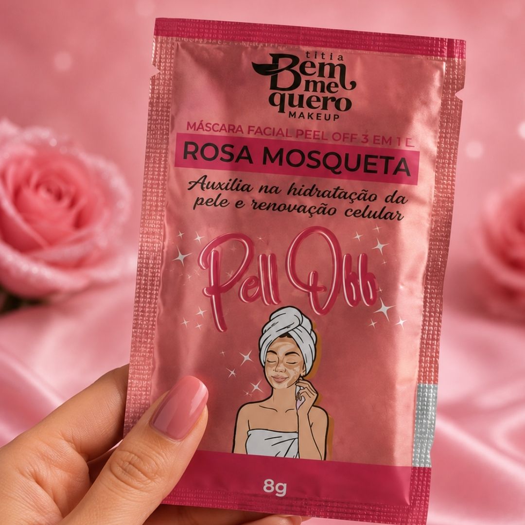 Máscara Facial Sache Peel Off Rosa Mosqueta Bem Me Quero Kit c/ 10 unid