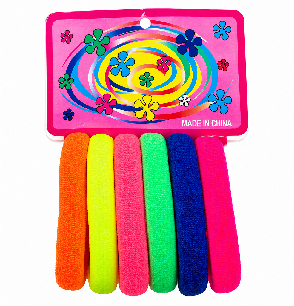 Kit com 06 Elástico Colorido de Cabelo Rabico