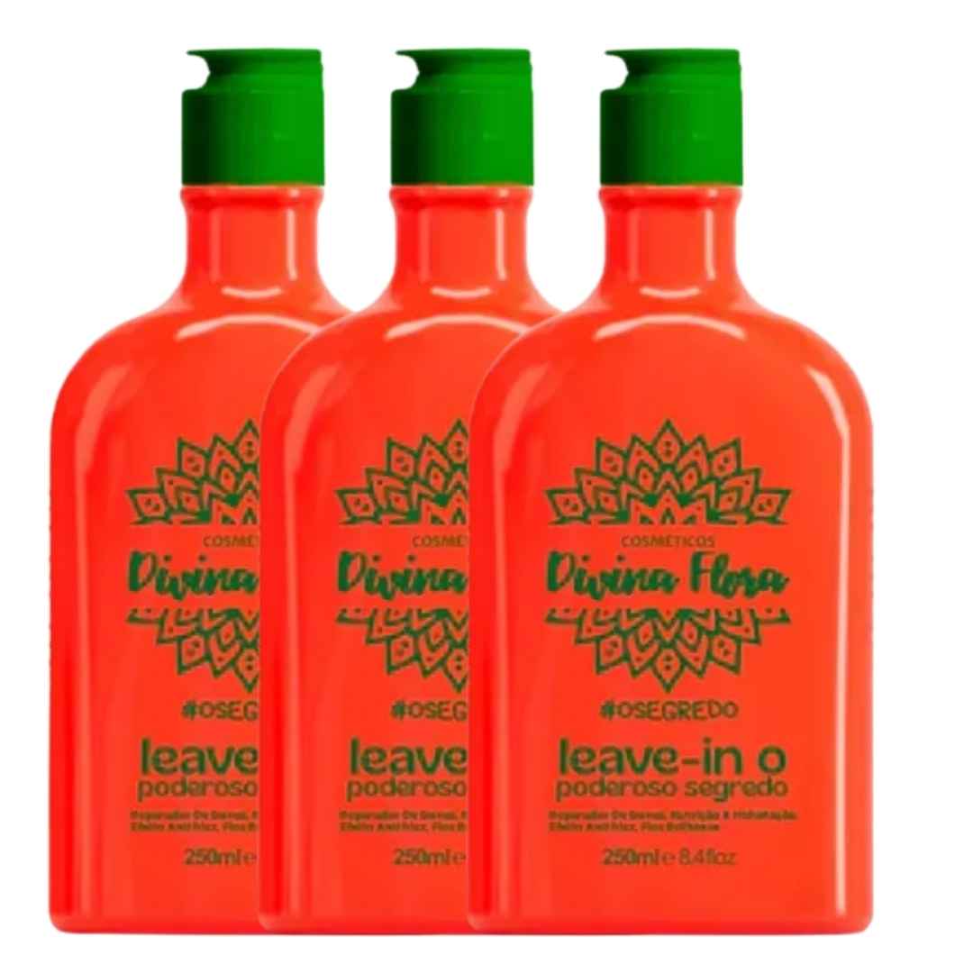 Leave-in Poderoso Segredo Divina Flora 250ml - Kit c/ 03 unid