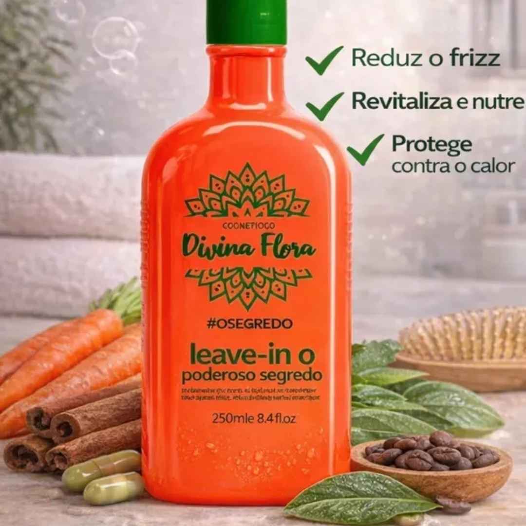 Leave-in Poderoso Segredo Divina Flora 250ml - Kit c/ 03 unid