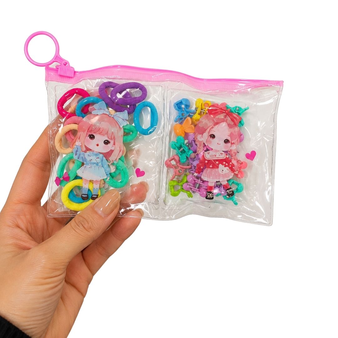 Kit Infantil de Presilhas com Elástico e Mini Piranha