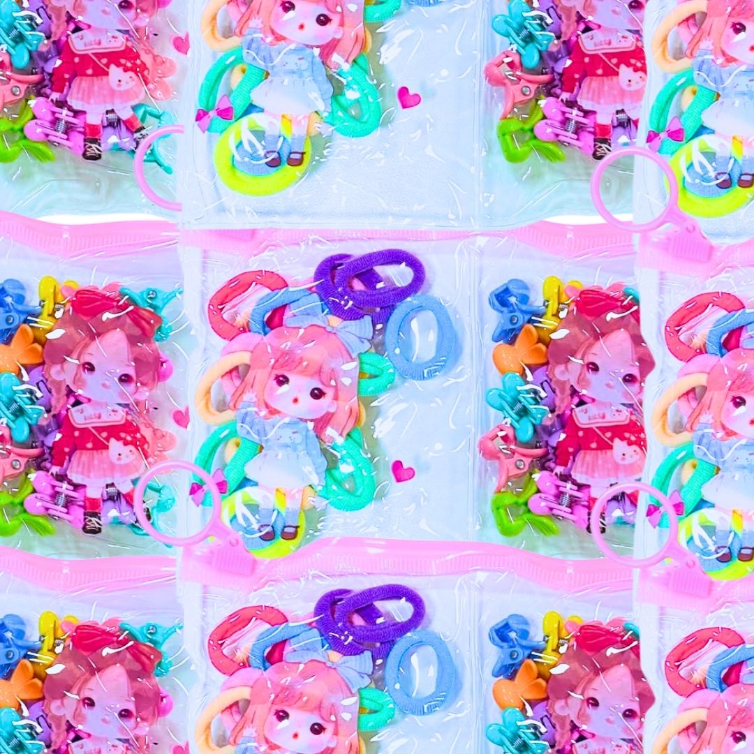 Kit Infantil de Presilhas com Elástico e Mini Piranha