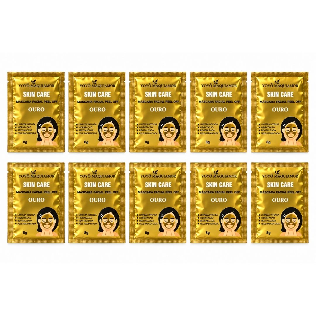 Máscara Facial Sachê Pell Off Ouro Yoyo Maquiamor - Kit C/ 10 Unid
