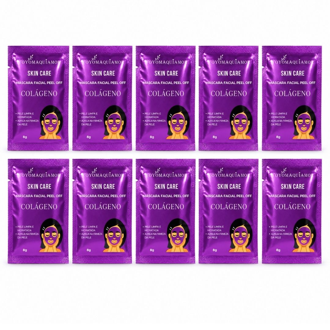 Máscara Facial Sachê Pell OFF Colágeno Yoyo maquiamor - Kit c/ 10 unid