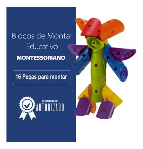 Blocos De Montar Didático Educativo Montessoriano