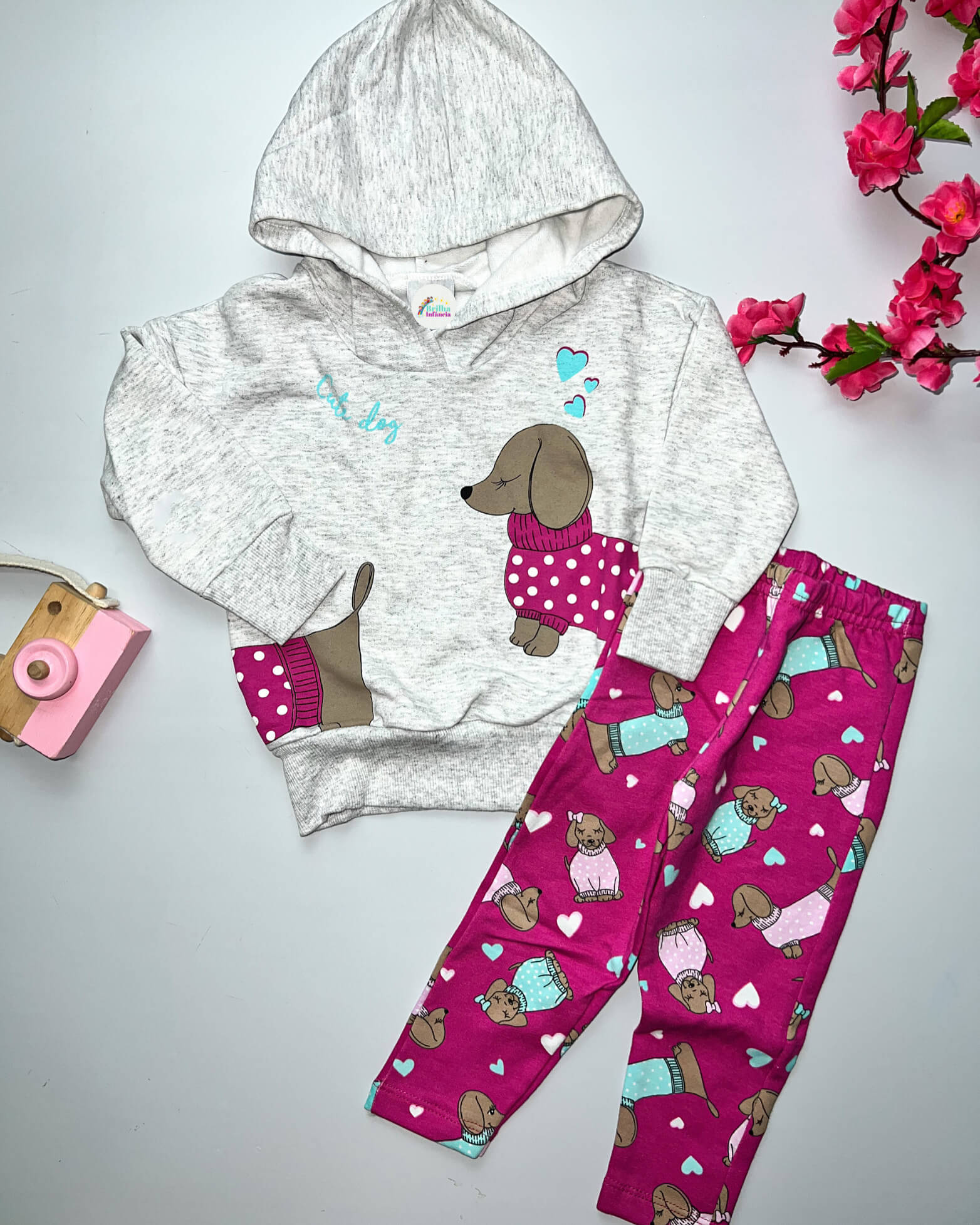 Conjunto Moletom Infantil Menina Cute Rosa