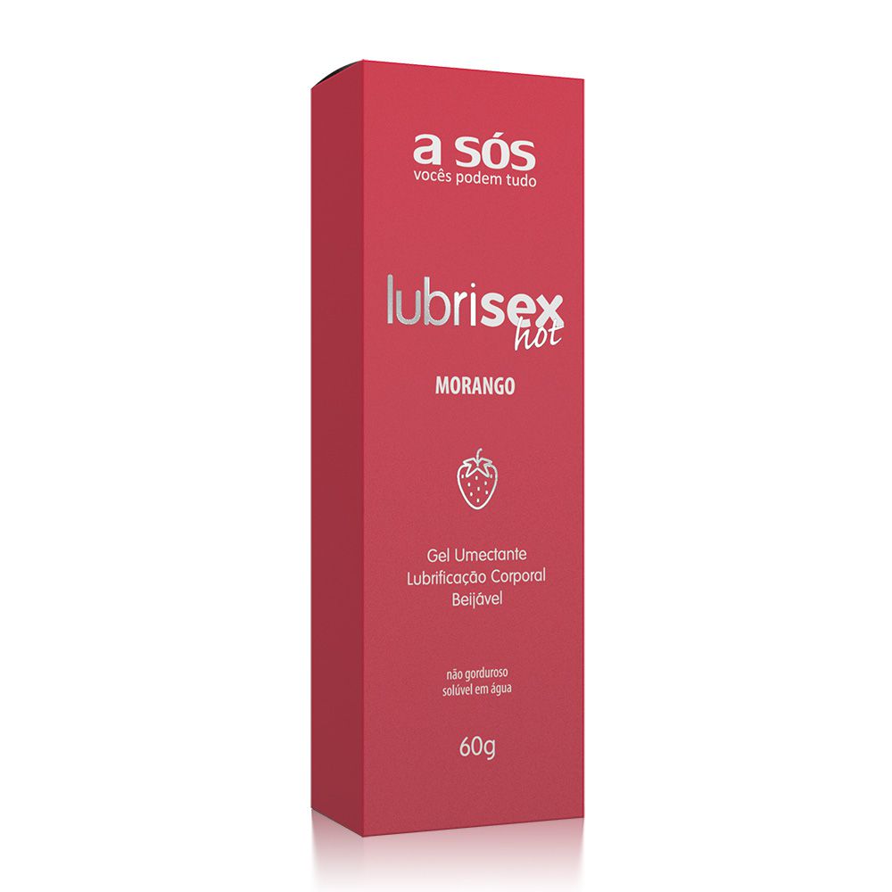 Gel Lubrificante Beijável com Aquecimento Lubrisex Morango Hot - 60g