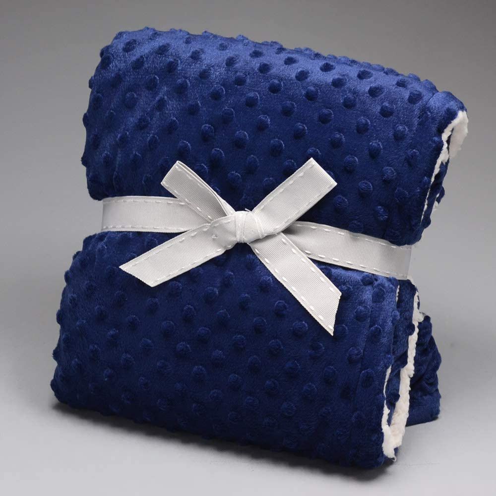 Cobertor Bebê Plush com Sherpa Dots 0,90 x 1,10 Azul Navy