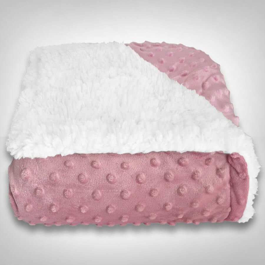 Cobertor Bebê Plush com Sherpa Dots 0,90 x 1,10 Rosa