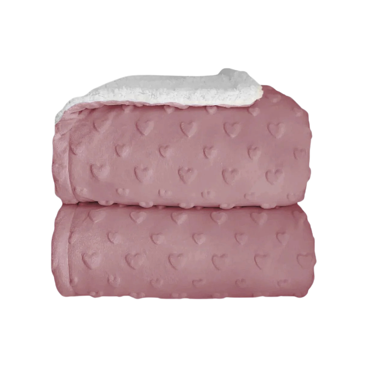 Cobertor Bebê Plush com Sherpa Hearts 0,90 x 1,10 Rosa Duna