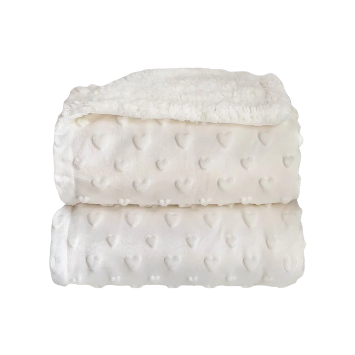 Cobertor Bebê Plush com Sherpa Hearts 0,90 x 1,10 Branco