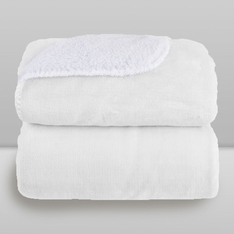 Cobertor Bebê Microfibra Plush com Sherpa 0,90 x 1,10 Branco