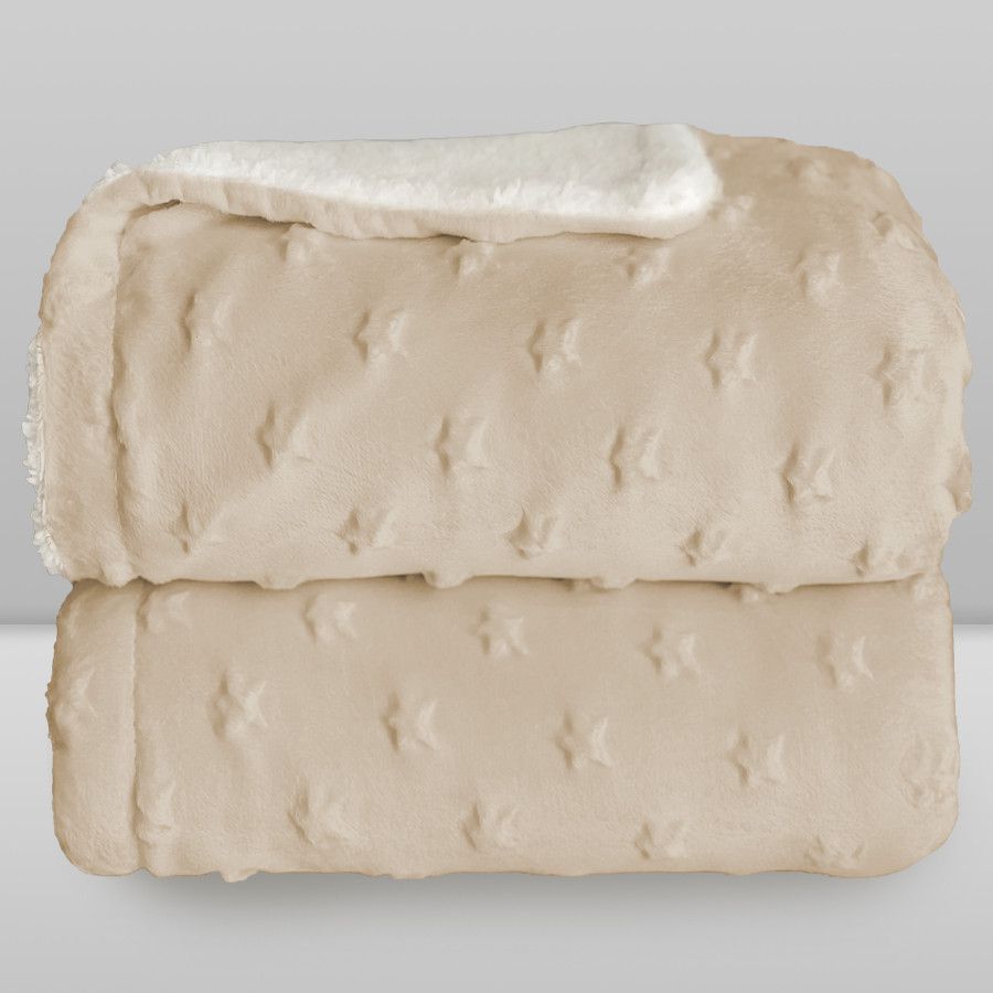 Cobertor Bebê Plush com Sherpa Stars 0,90 x 1,10 Bege