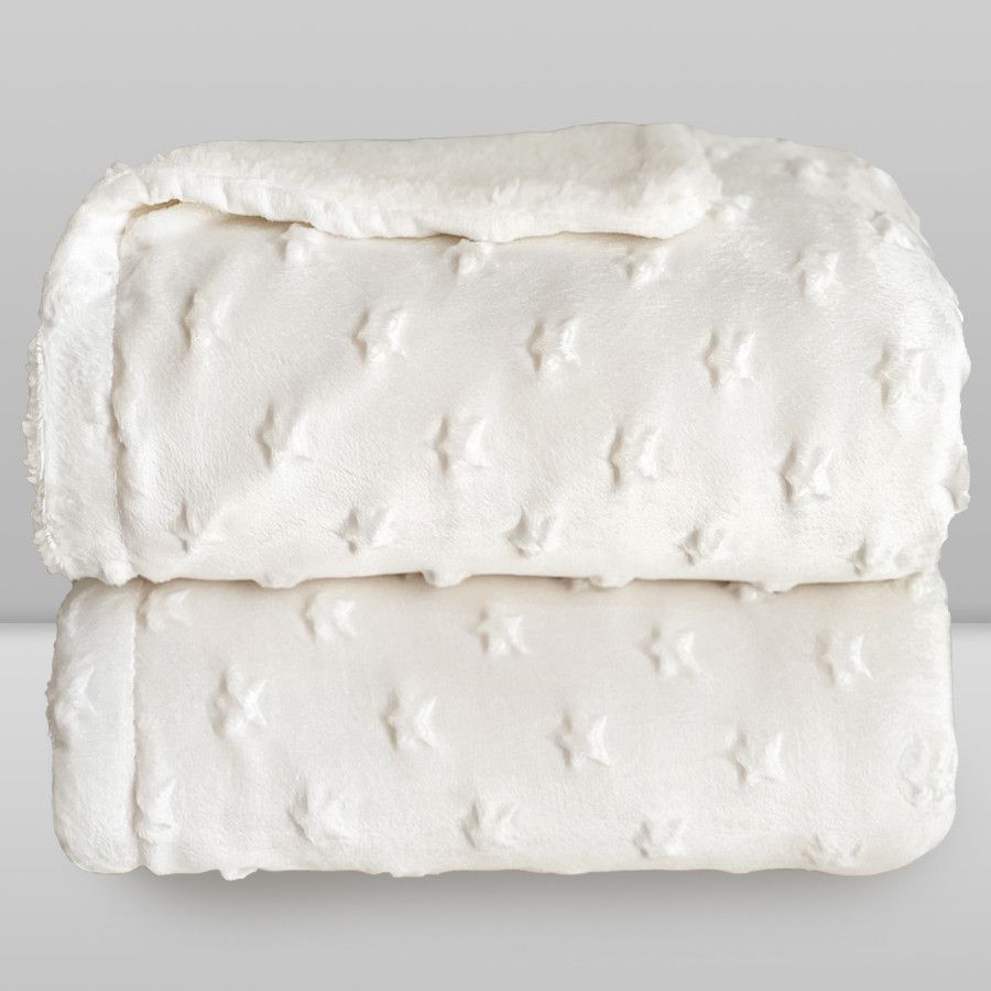 Cobertor Bebê Plush com Sherpa Stars 0,90 x 1,10 Branco