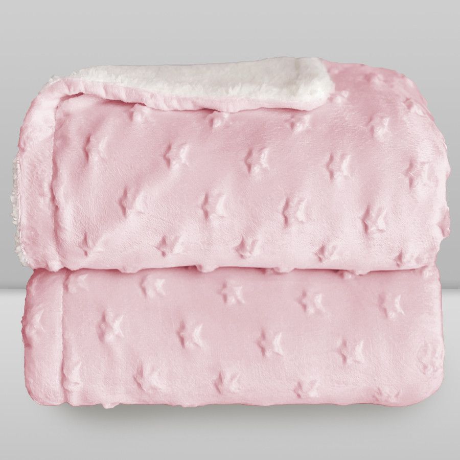 Cobertor Bebê Plush com Sherpa Stars 0,90 x 1,10 Rosa