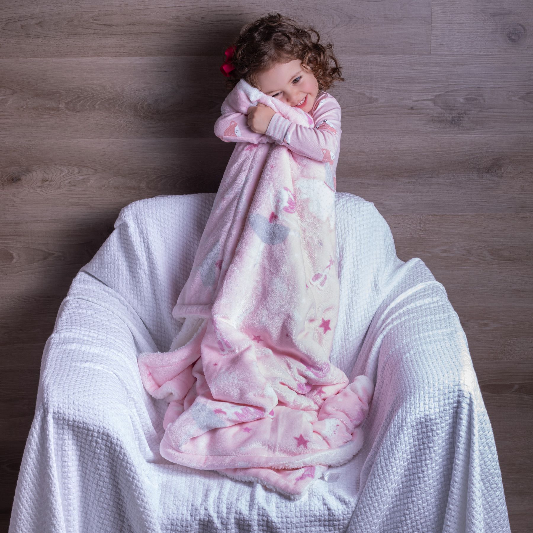 Cobertor Infantil Plush Print com Sherpa 1,27 x 1,52 Bailarina Rosa