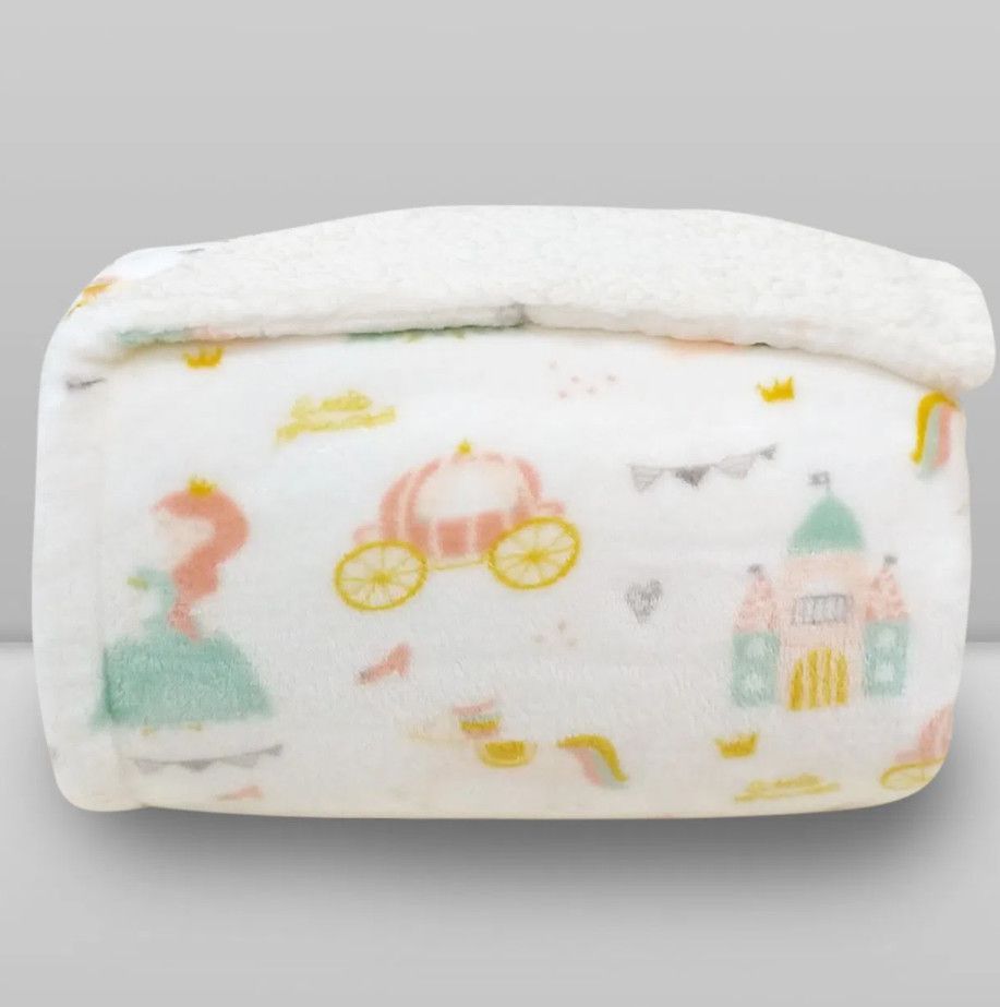Cobertor Infantil Plush Print com Sherpa 1,27 x 1,52 Princess Branco