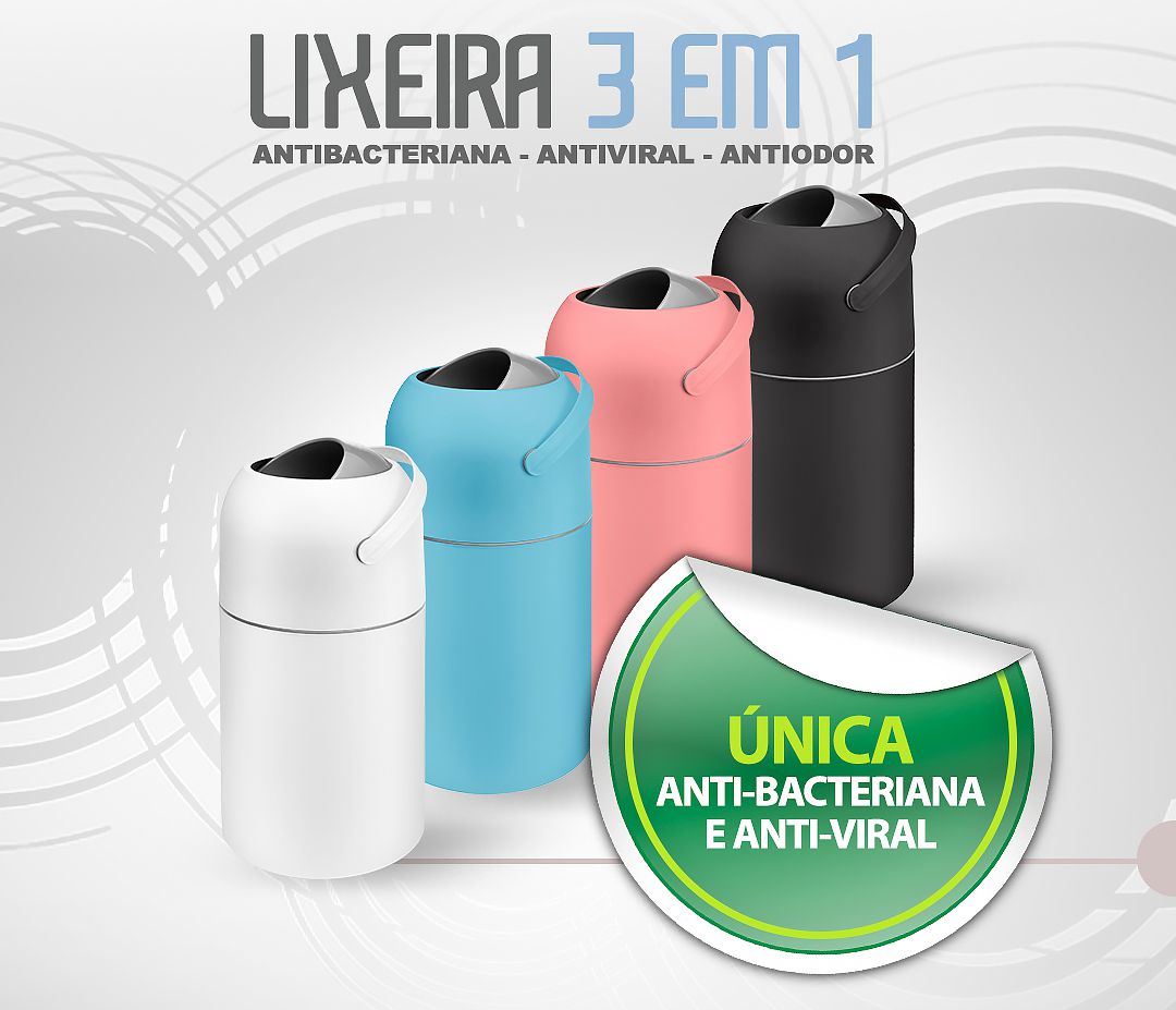 Lixeira Mágica Anti Odor e Bactérias 3 em 1 para Fraldas Preta