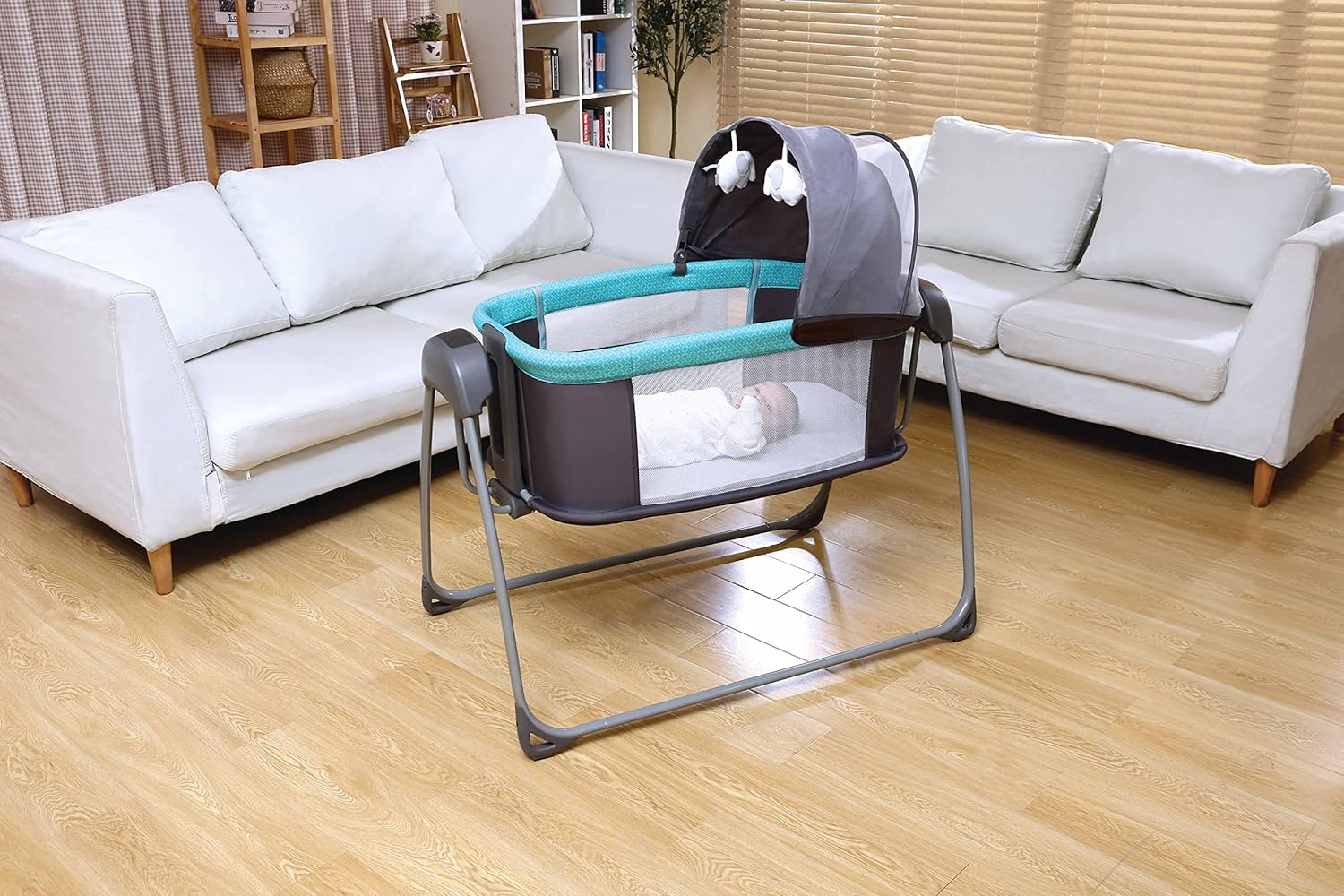 Berço Bebê Infantil Techno Automático c/ Bluetooth Grafite/Verde - Mastela