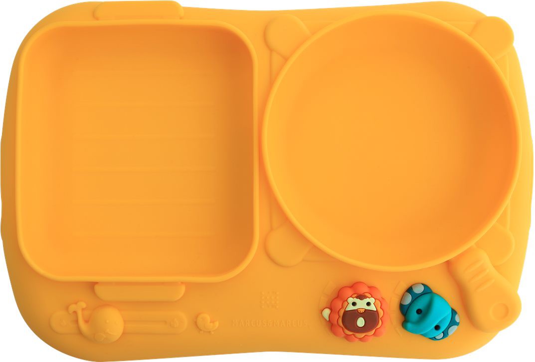 Prato de Silicone com Divisórias e Sucção Chef Amarelo - Marcus & Marcus