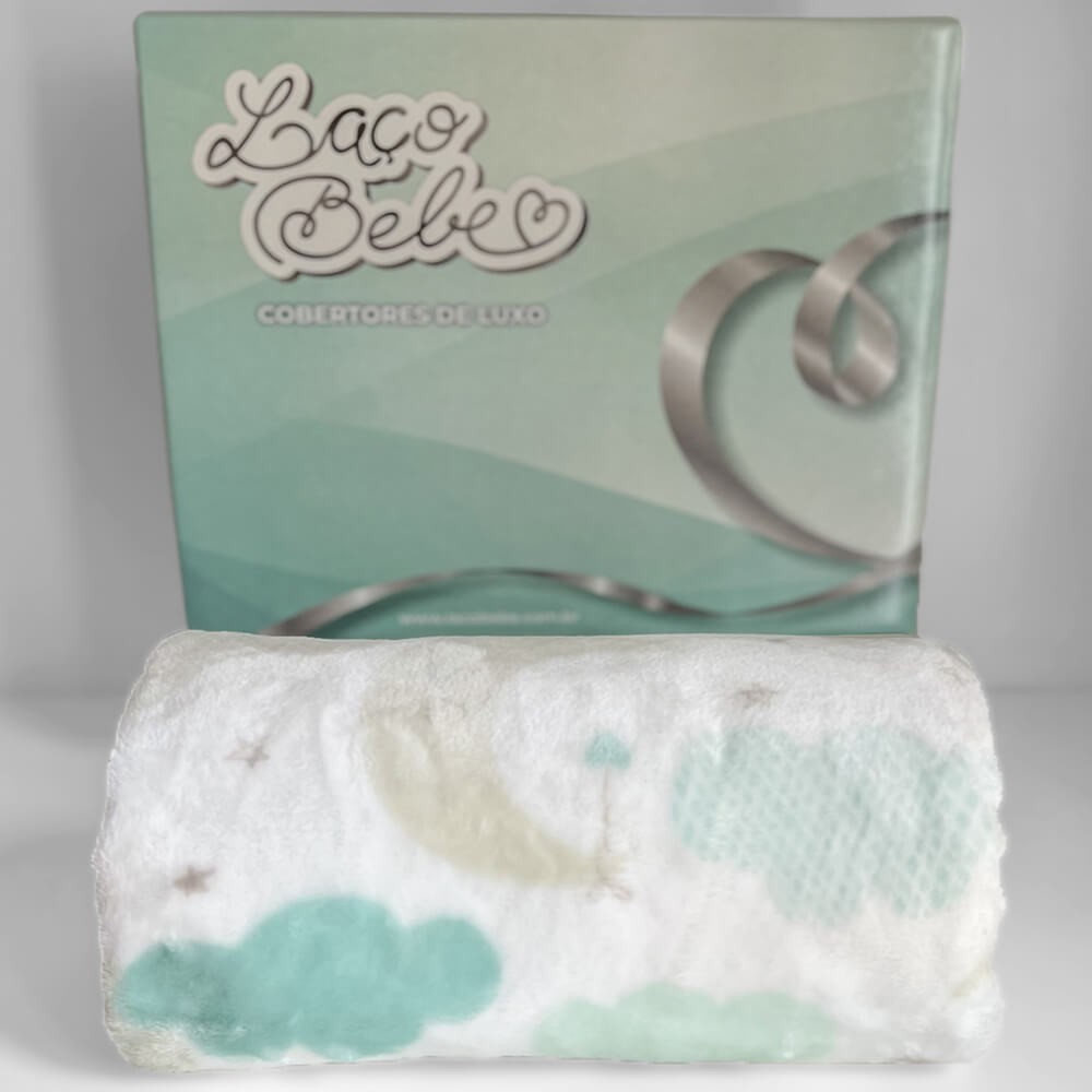 Cobertor Bebê Luxo Lua 0,80 x 1,10 Verde Água